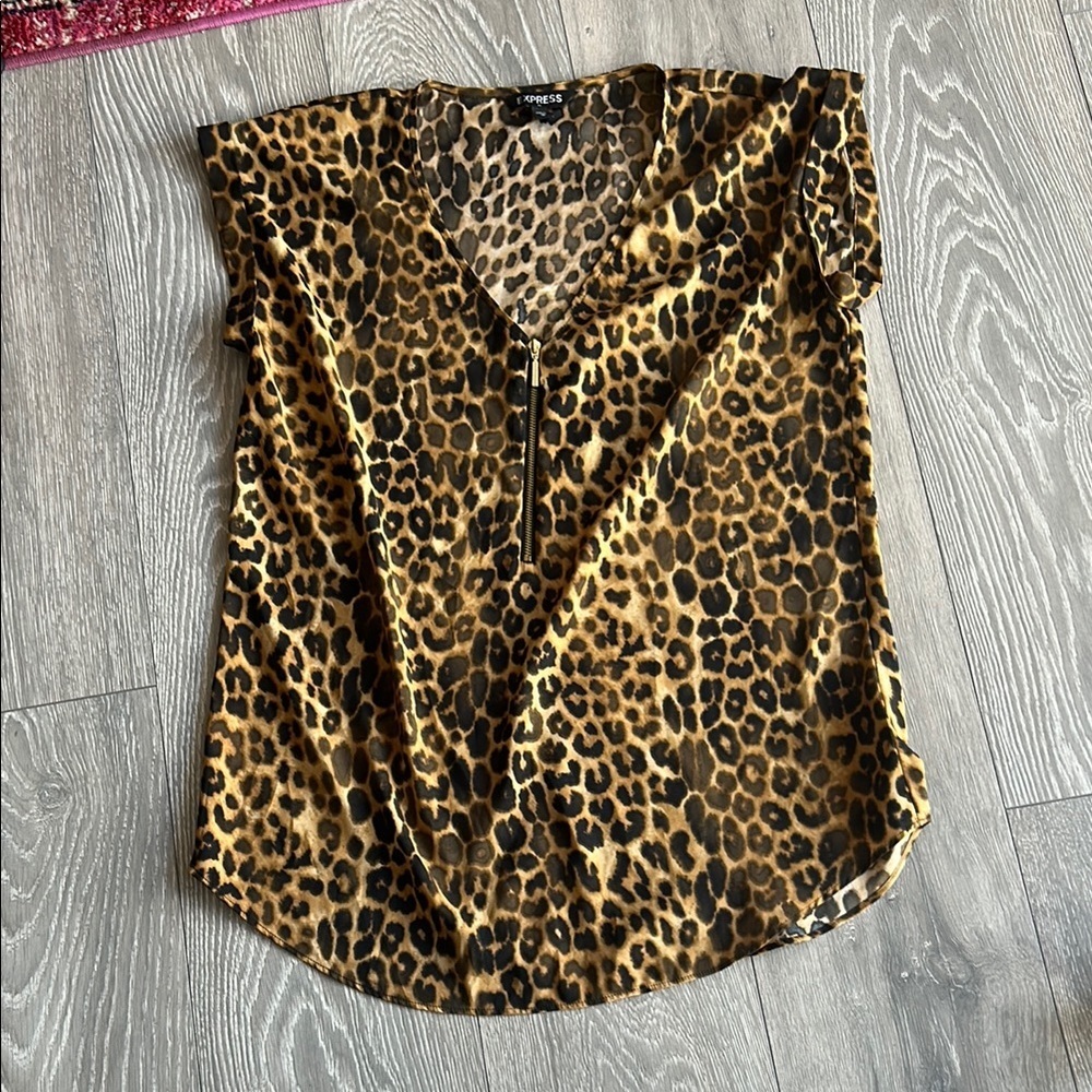 Leopard Print V-Neck Women's Top